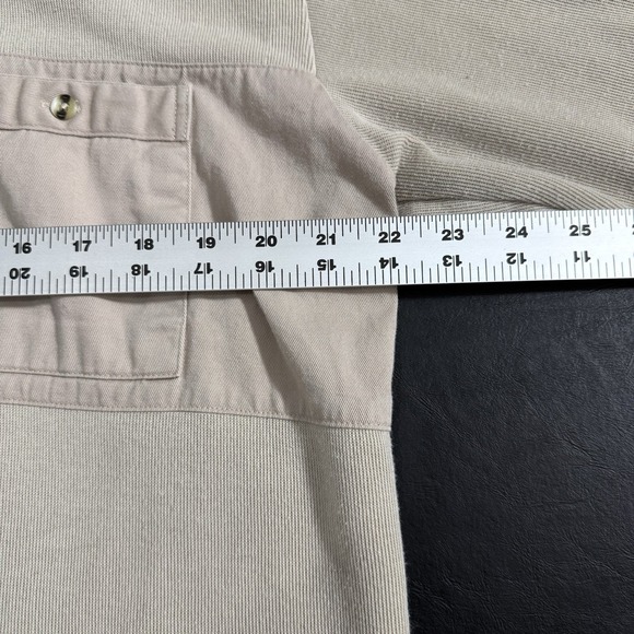 Vintage‎ Norm Thompson Polo Shirt Men's Large Beige Banded Waist Pockets - Picture 7 of 9